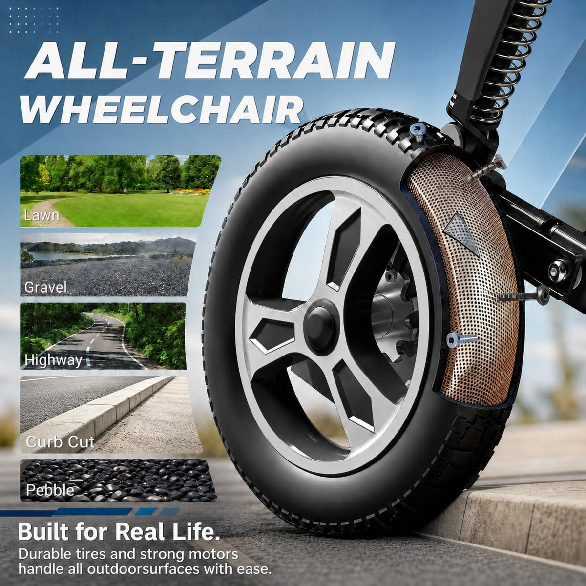 Electric Wheelchair with Dual Shock Absorption F6570