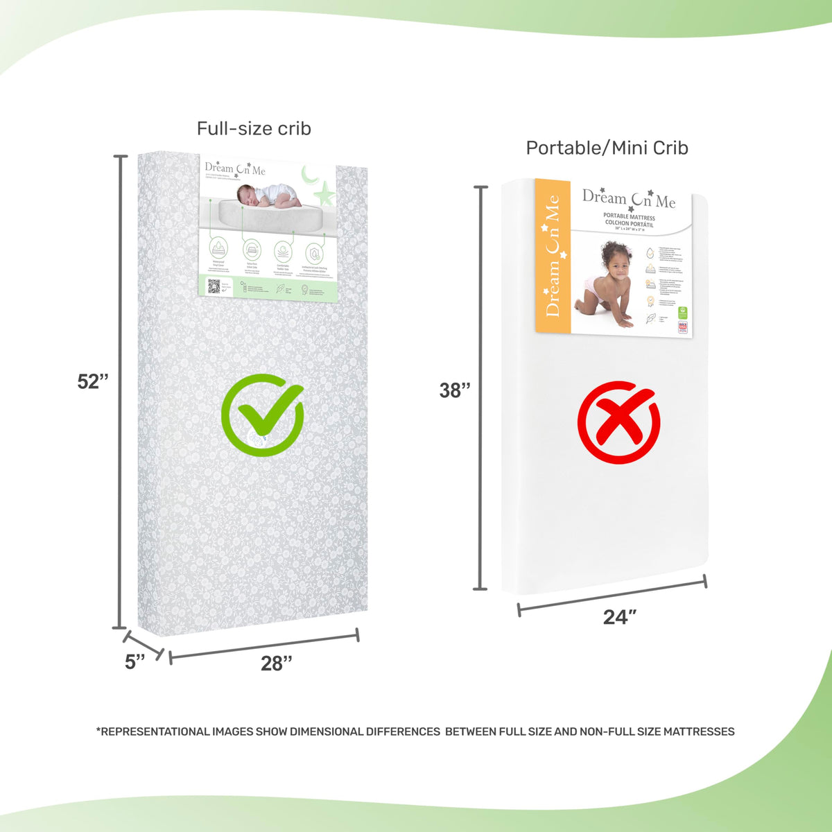 Grey Dual-Sided Crib and Toddler Bed Mattress K172243
