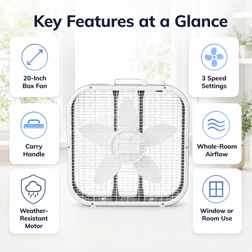 20 Inch 3 Speeds Box Fan O3614