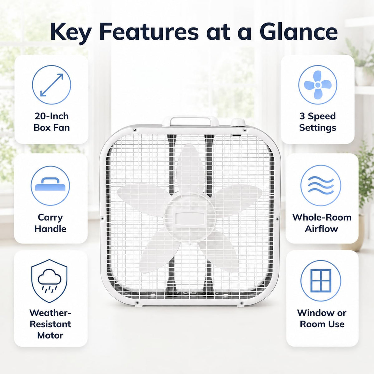20 Inch 3 Speeds Box Fan O3614