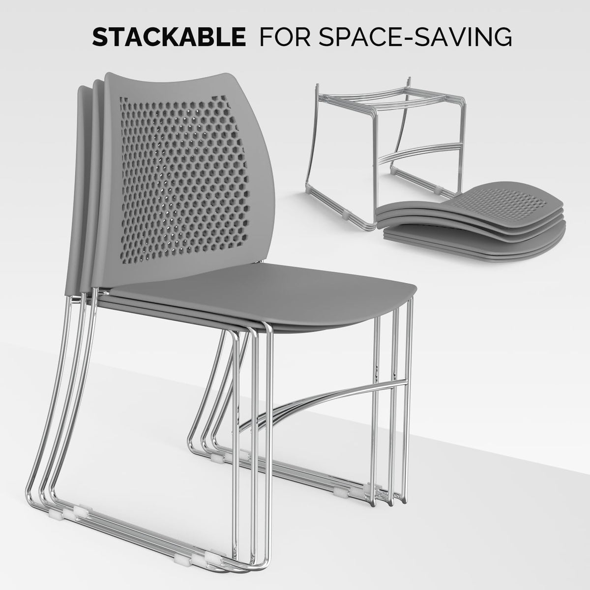 Grey Plastic Stacking Chairs O487862