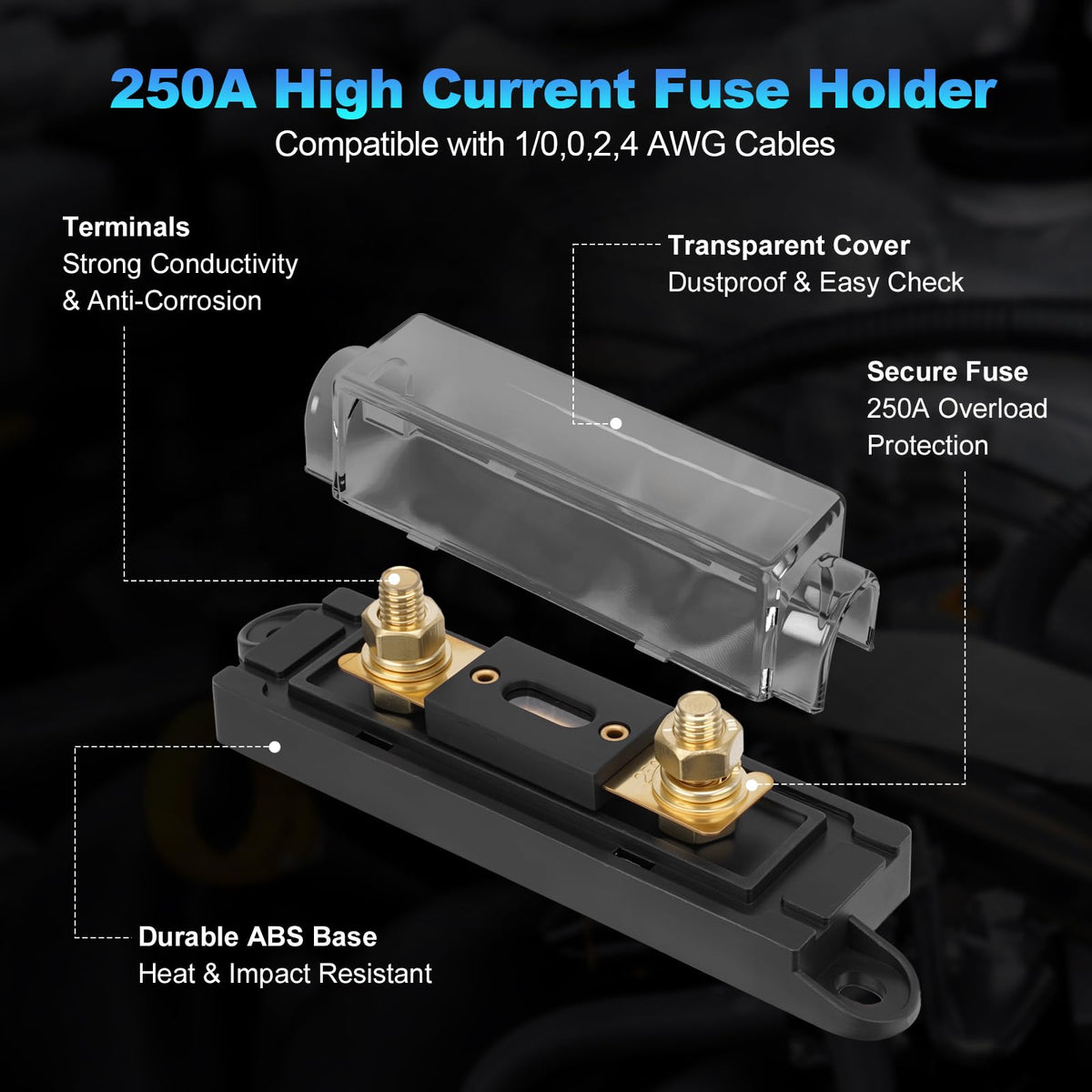 1/0 Gauge Copper Clad Aluminum Wire Kit with 250A ANL Fuse Holder S750147