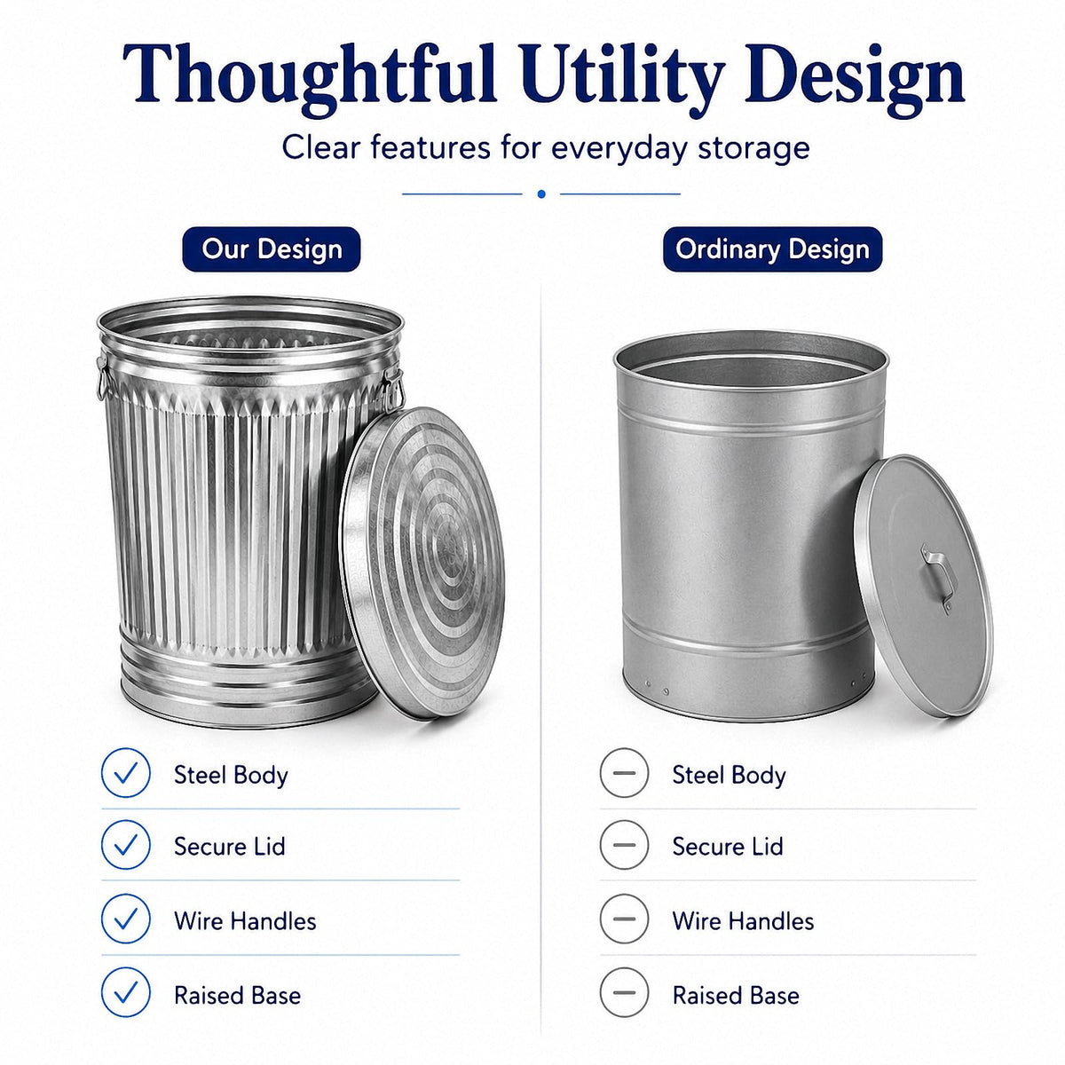 Galvanized Steel Trash Can with Locking Lid J2094
