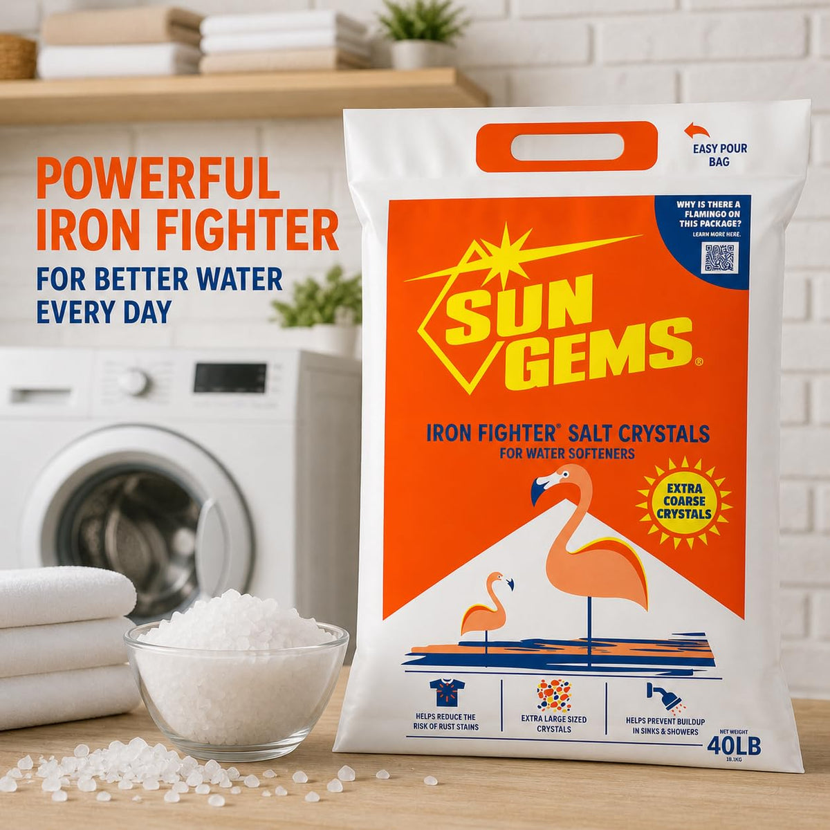 Water Softener Salt Crystals 40 lb Extra Coarse P4483