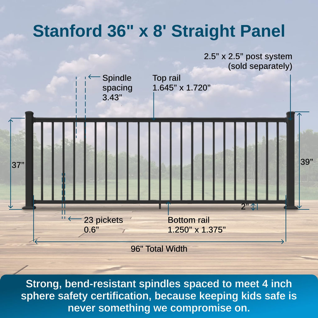 36 in. H x 8 ft. W Aluminum Deck Railing Kit with Black Powder-Coated Finish I2540