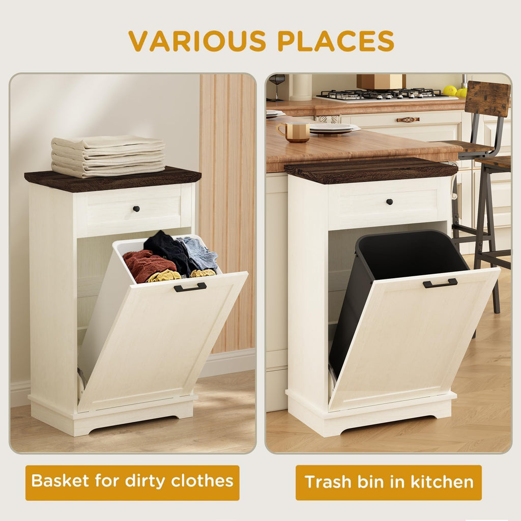 Double Tilt Out Trash Cabinet for 10 Gallon Trash Cans, Antique White L89407