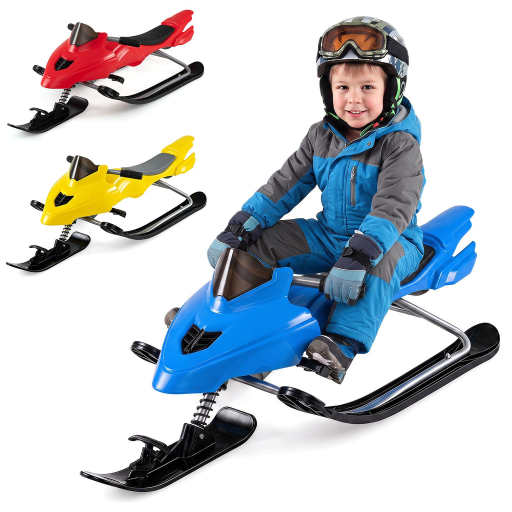 Snow Racer Sled with Brakes, Steering Handle, Tow Ropes W34926