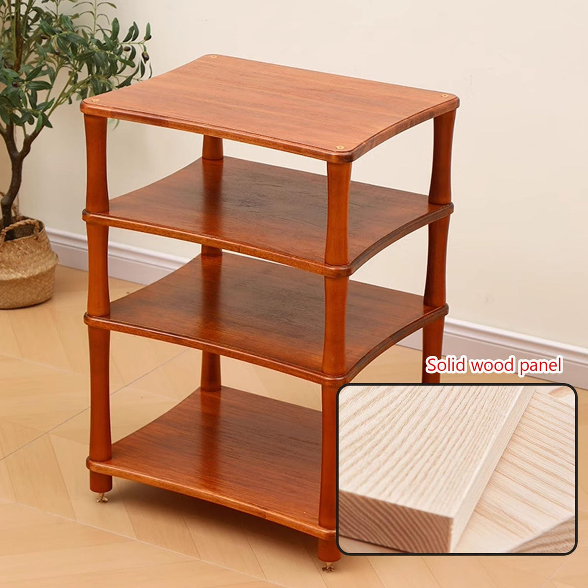 Brown 3 Tier Solid Wood Media Stand V7202