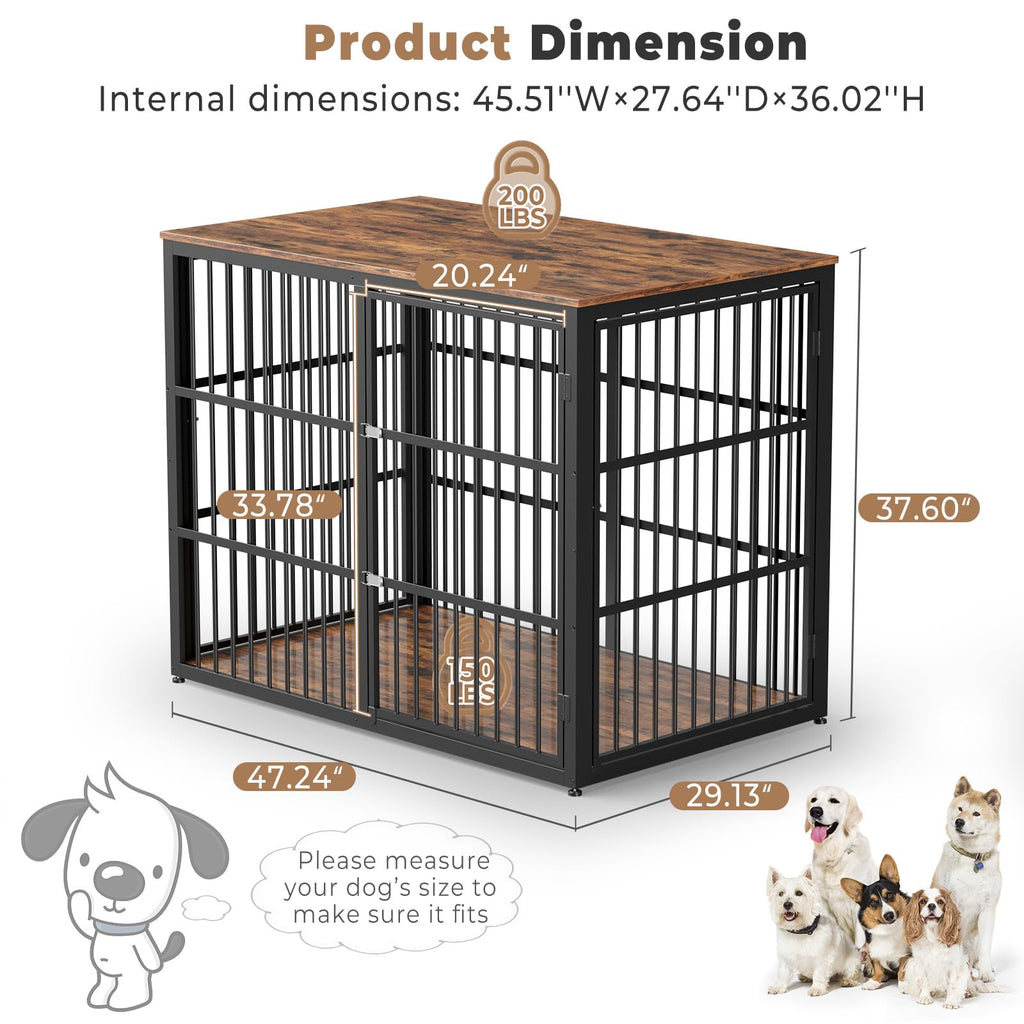 48'' XXL Dog Crate Furniture with 3 Doors U127386