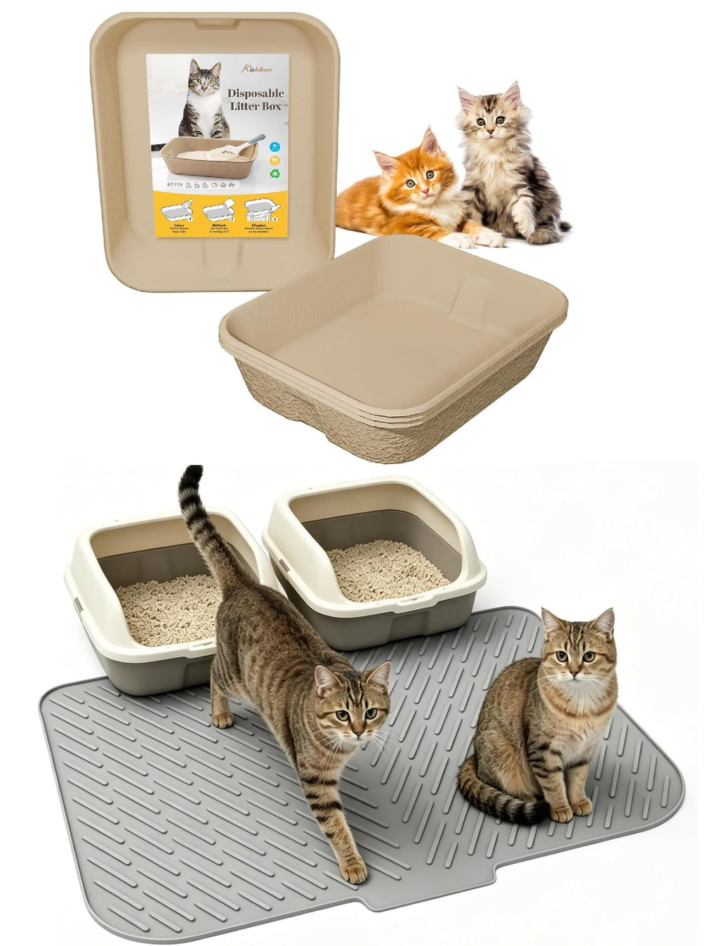35"x27" Silicone Cat Litter Mat, 4 Pack Disposable Cat Litter Boxes C288815