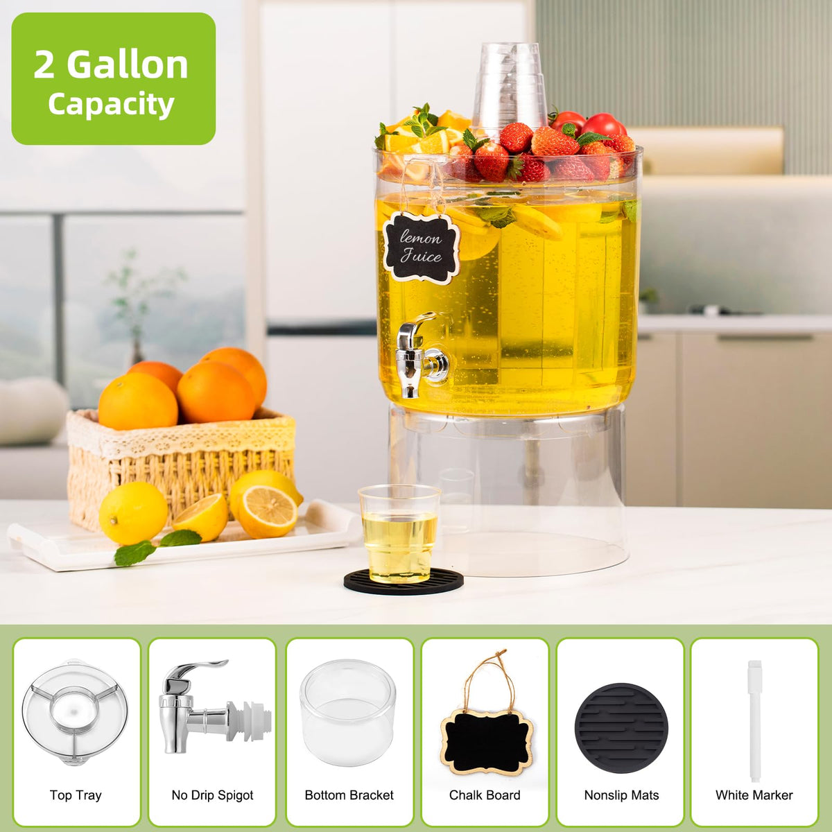 2 Gallon Drink Dispenser with Multi-Function Lid R71882