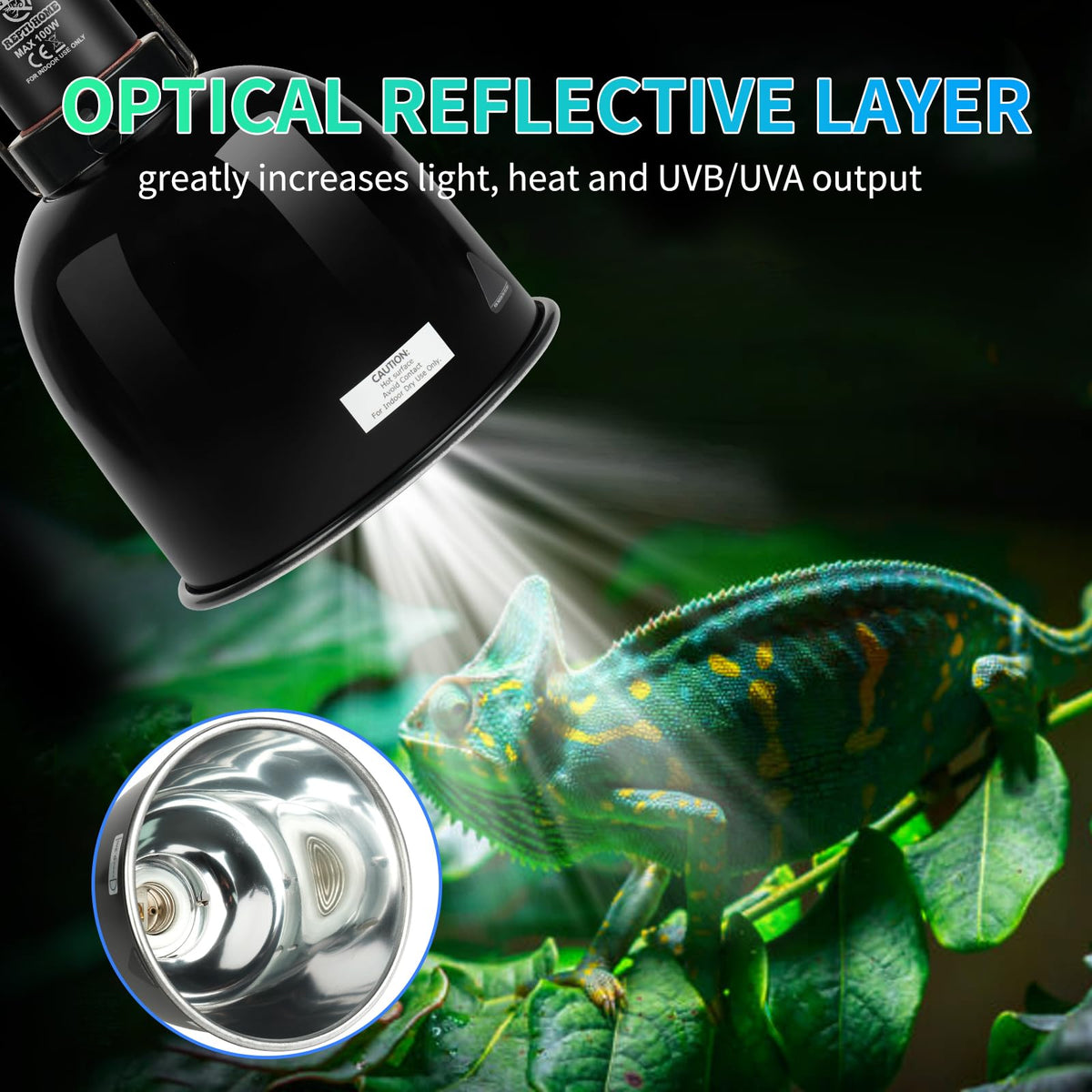 5.5 Inch Deep Dome Reptile Light Fixture with Dimming Thermostat T447898