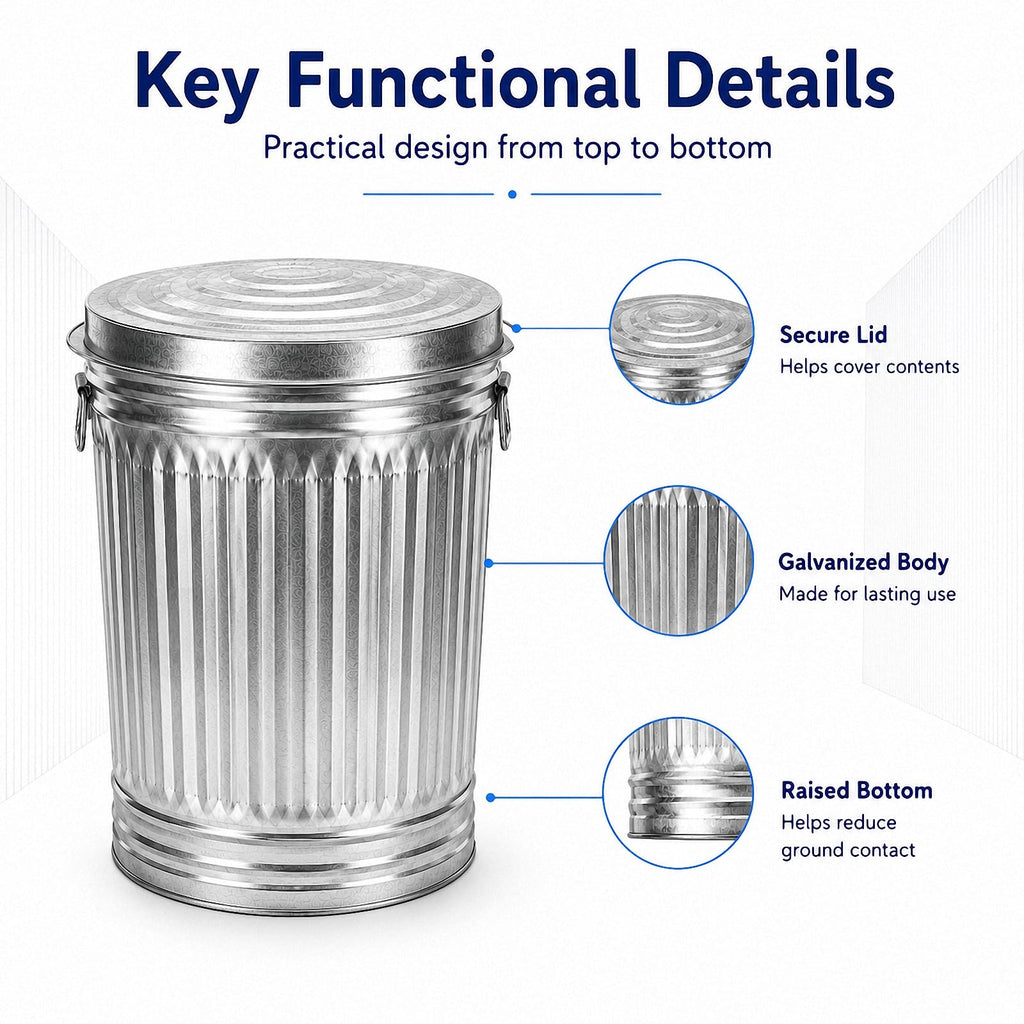 Galvanized Steel Trash Can with Locking Lid J2094