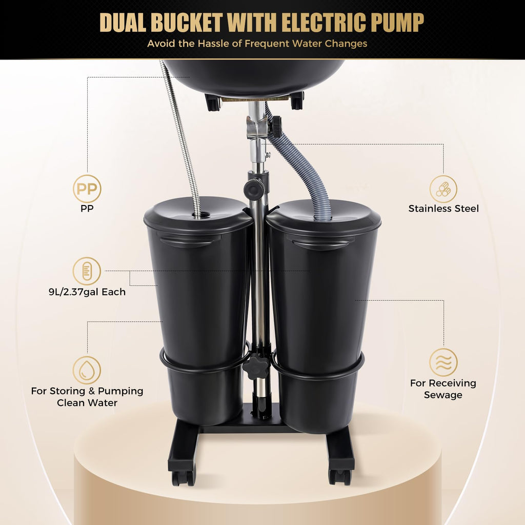 Electric Double Bucket Salon Sink Portable Shampoo Bowl Y2133
