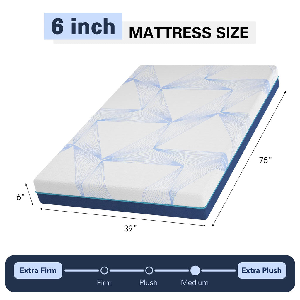 6 Inch Twin Gel Memory Foam Mattress U351