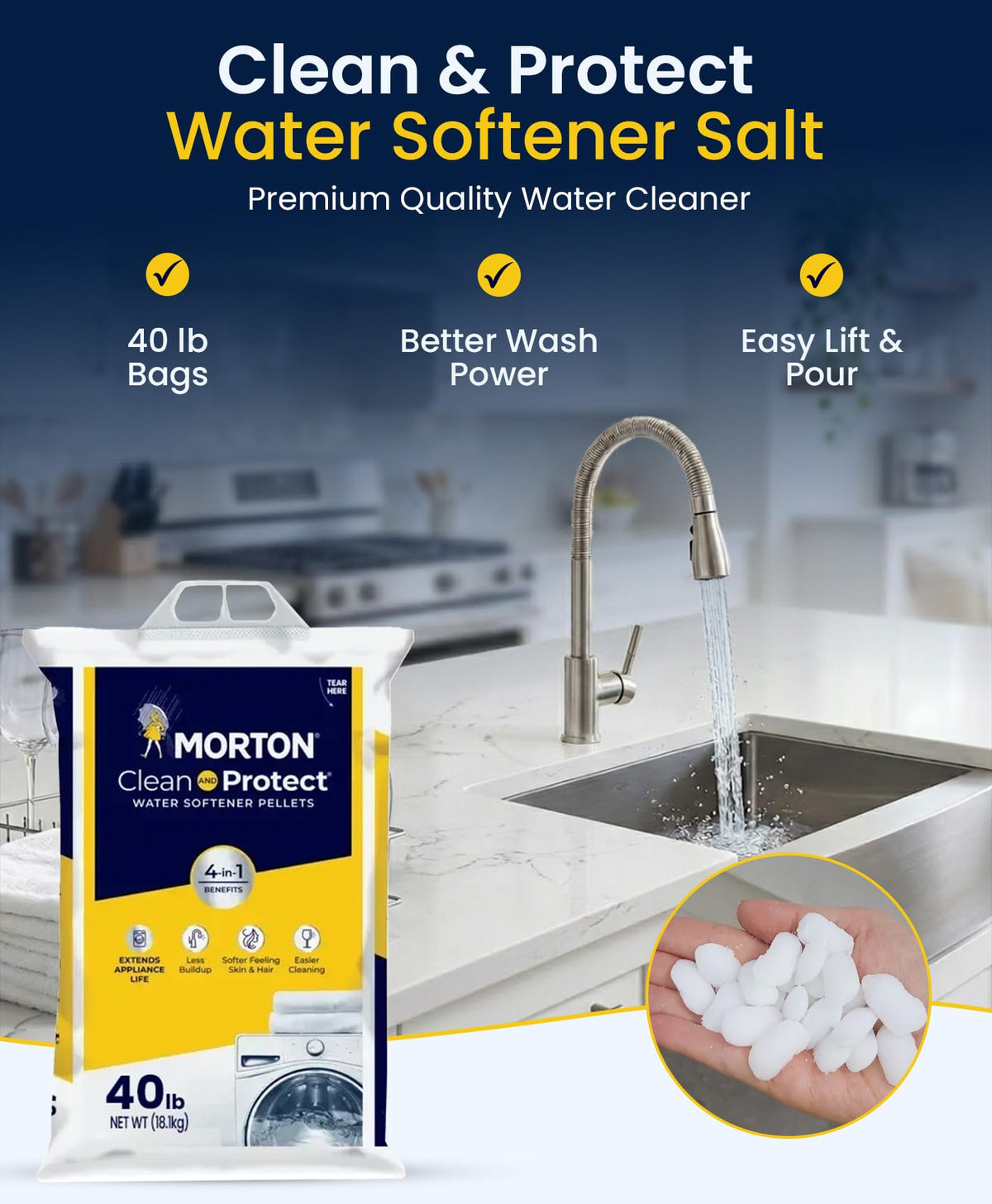Water Softener Salt Pellets 40 lb 4 Pack F61053