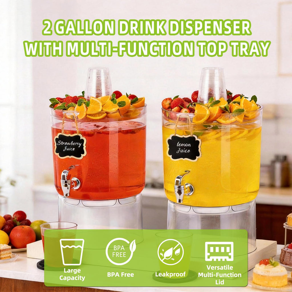 2 Gallon Drink Dispenser with Multi-Function Lid R71882