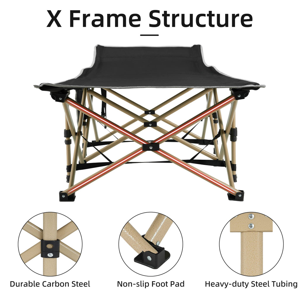 Portable Camping Cot Extra Wide with Thick Mattress Grey X3468