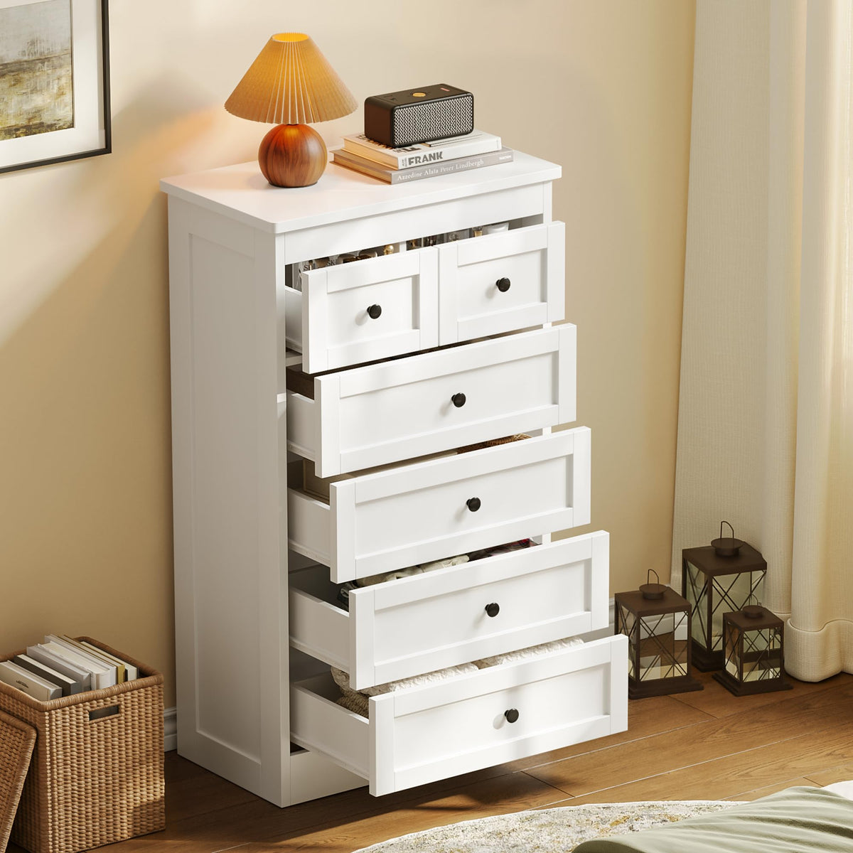 White 6 Drawer Wood Dresser P167528
