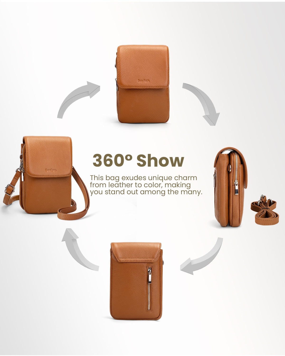 Genuine Leather Crossbody Bag with RFID Blocking Card Slots N146081