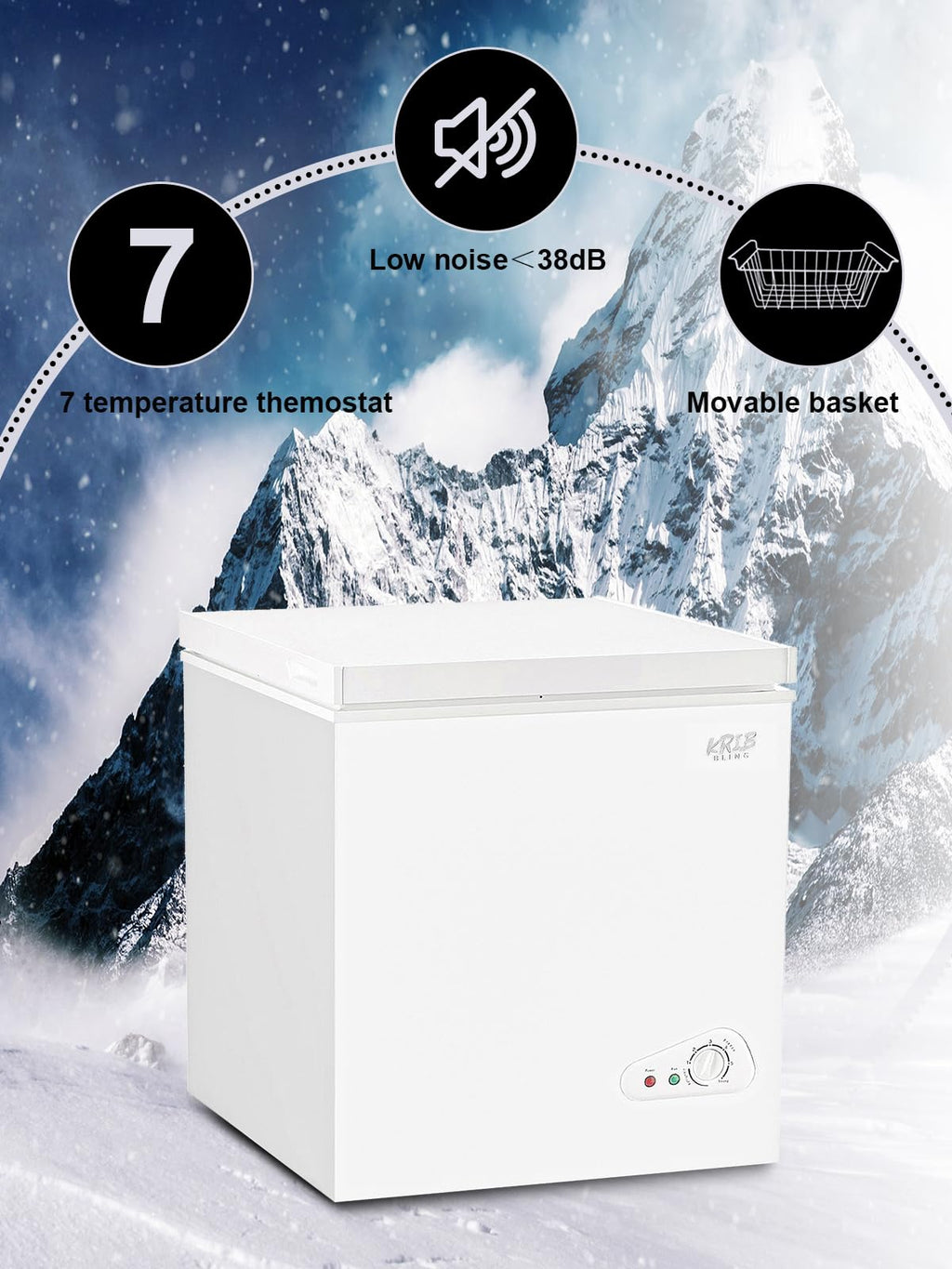 Compact Chest Freezer with Removable Storage Basket, 5.0 cu.ft, White F870