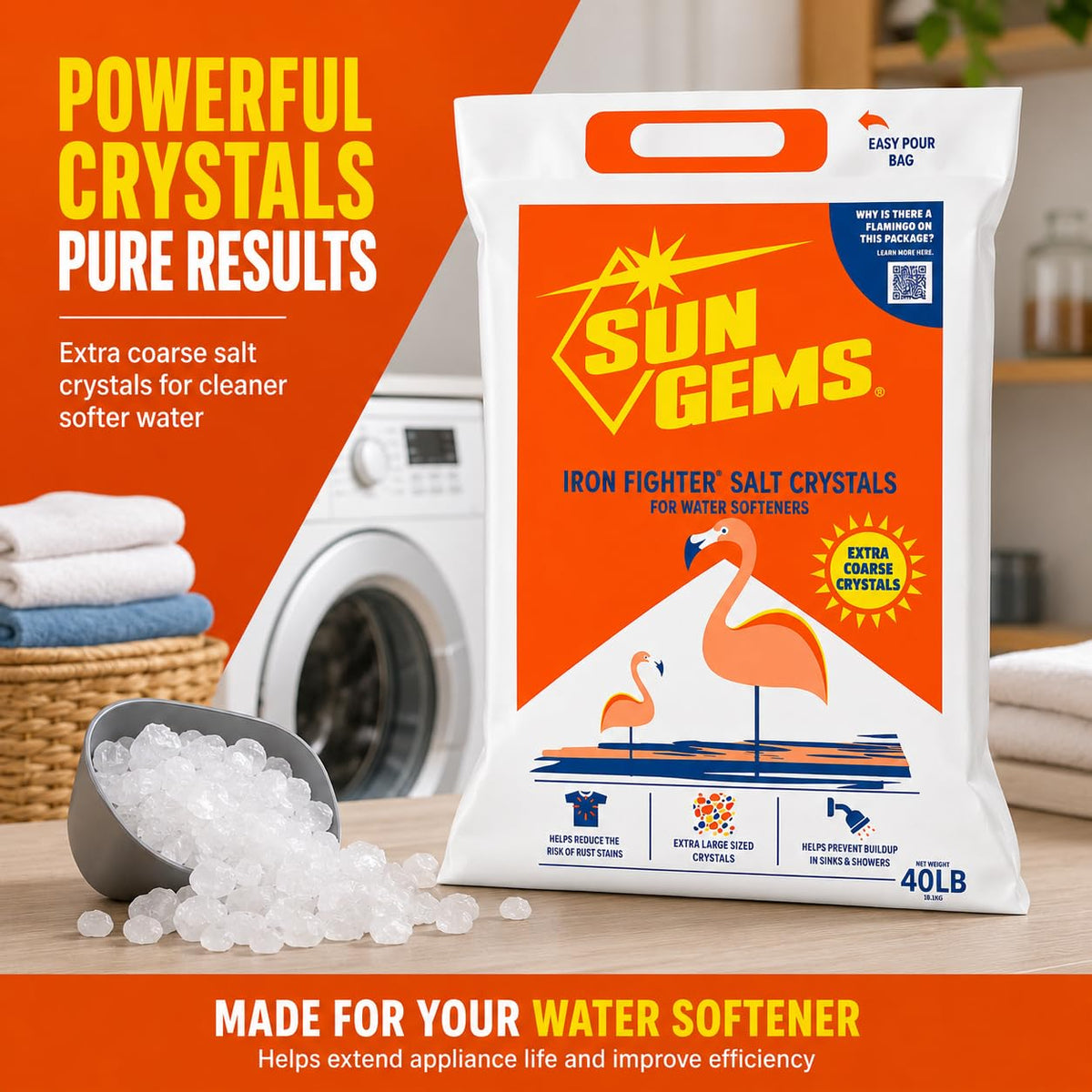 Water Softener Salt Crystals 40 lb Extra Coarse P4483
