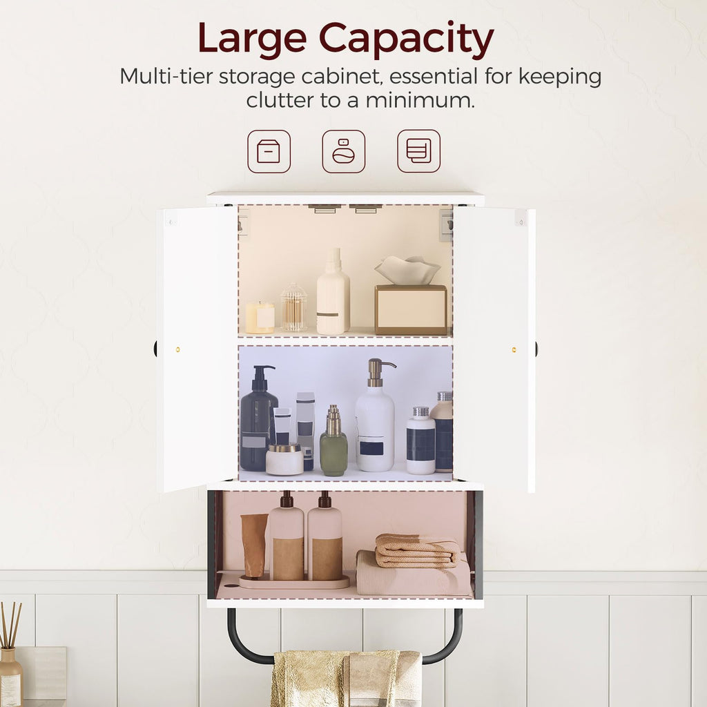 White 2 Door Wall Mounted Bathroom Cabinet with Adjustable Shelf A8949