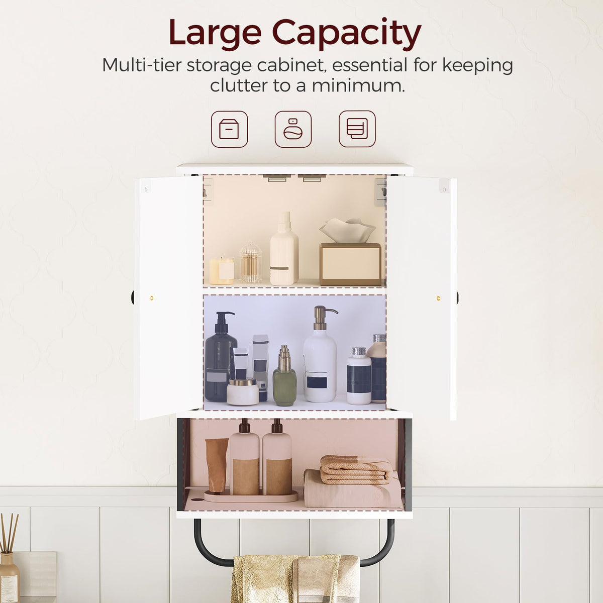 White 2 Door Wall Mounted Bathroom Cabinet with Adjustable Shelf A8949