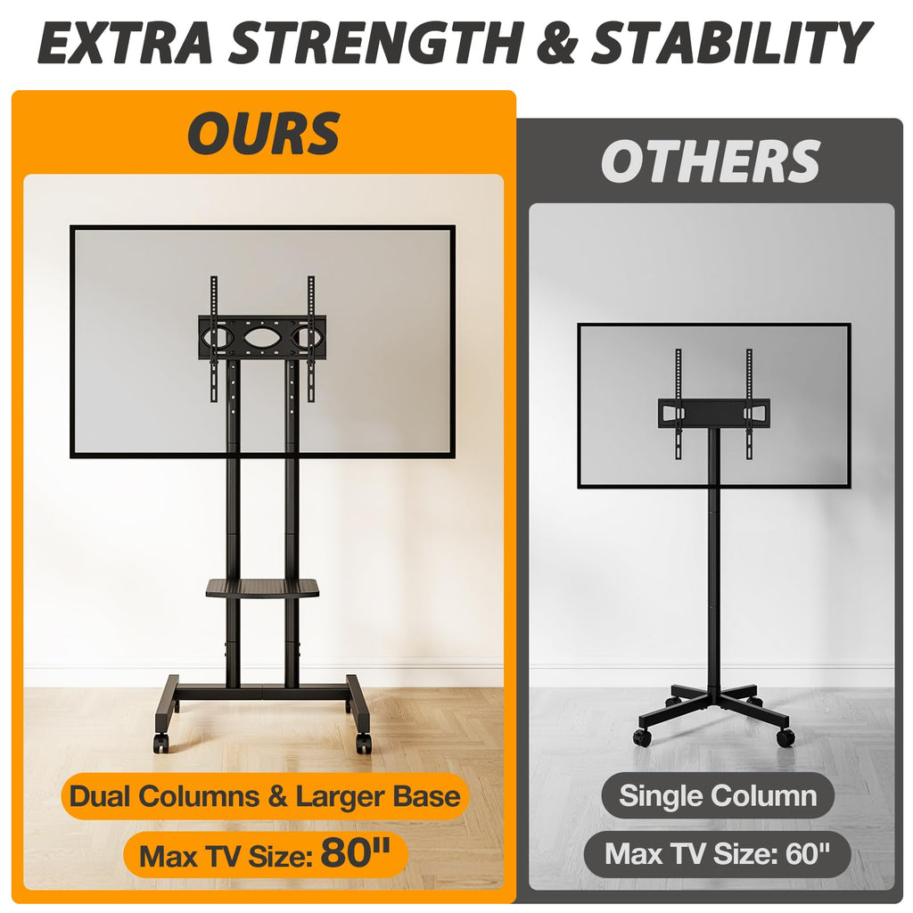 Heavy Duty Rolling TV Stand for 27-80 inch TVs D877