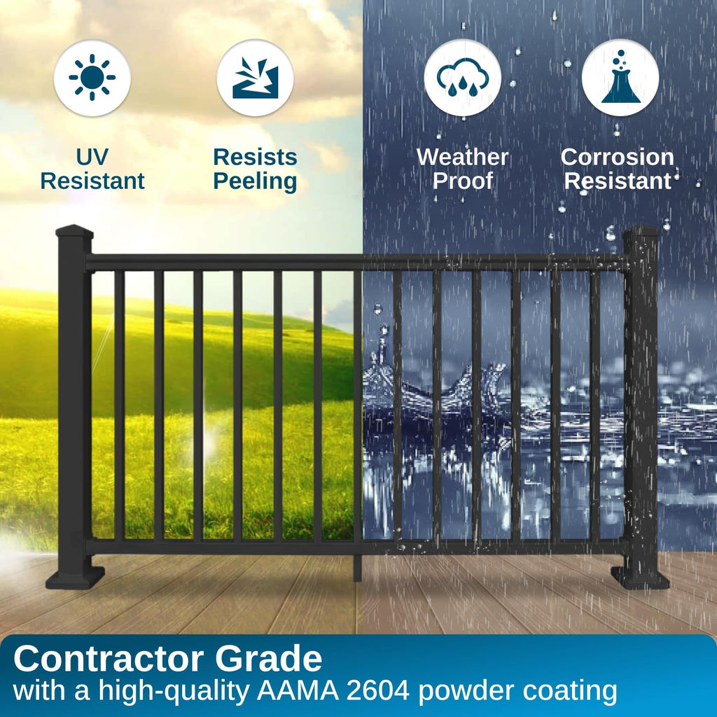 36 in. H x 8 ft. W Aluminum Deck Railing Kit with Black Powder-Coated Finish I2540