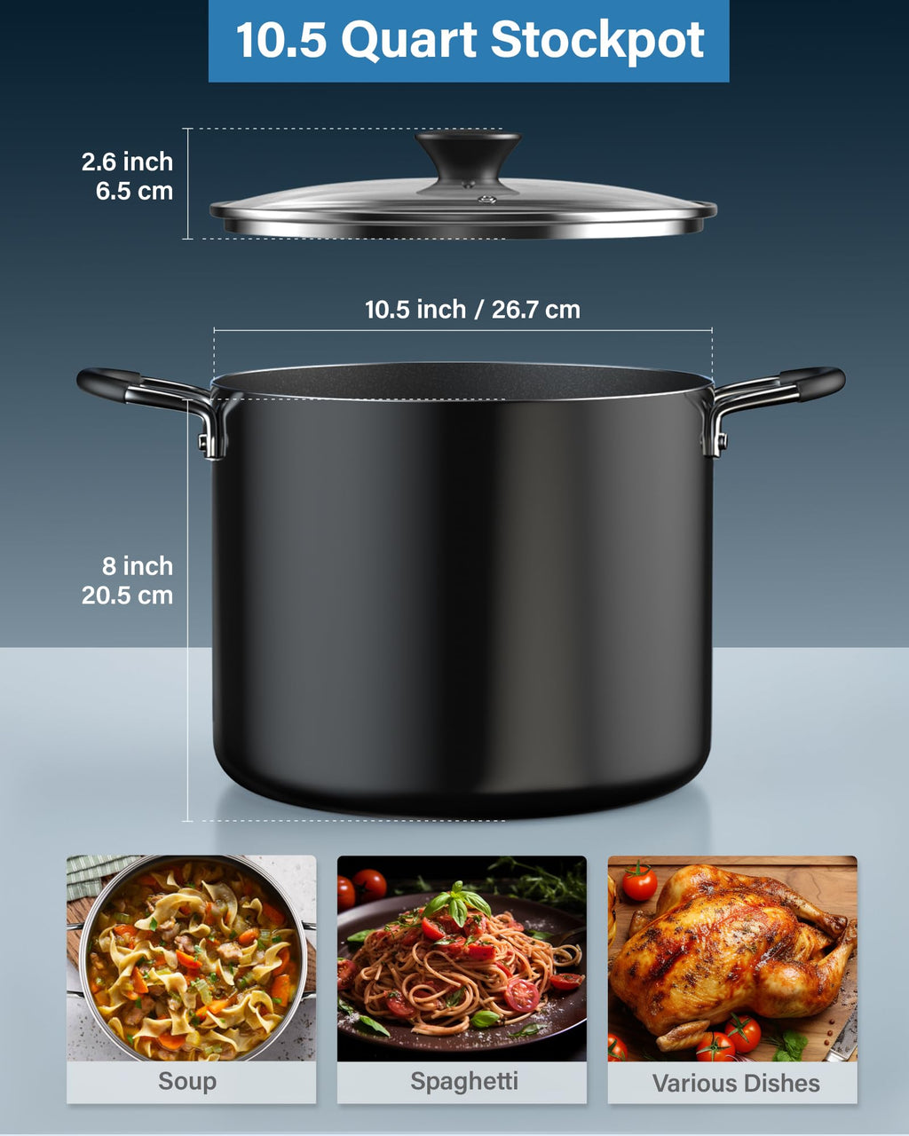 10.5 Quart Non Stick Stock Pot with Lid X617724