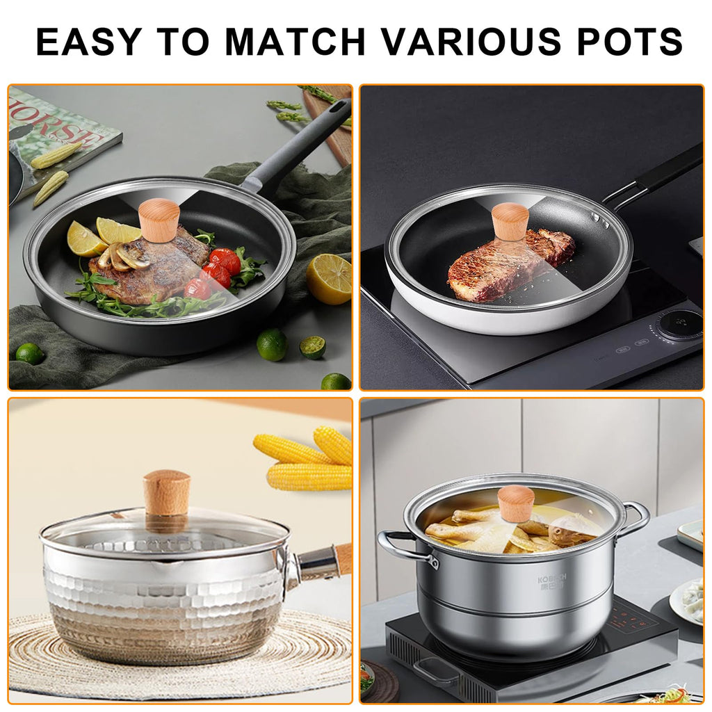 8 Inch Tempered Glass Pan Lid with Wooden Handle G1370