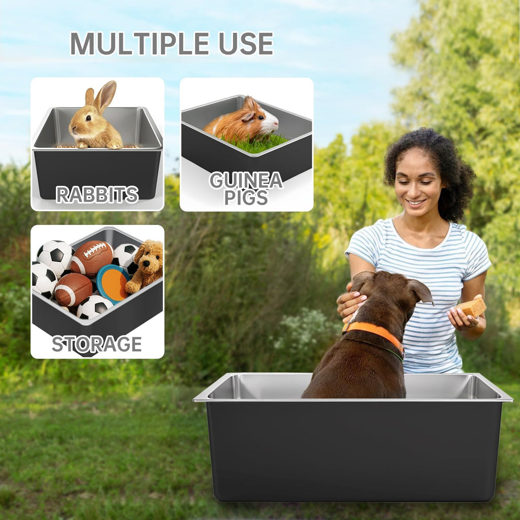 High Sided Stainless Steel Cat Litter Box F6663