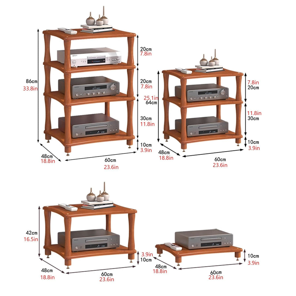 Brown 3 Tier Solid Wood Media Stand V7202