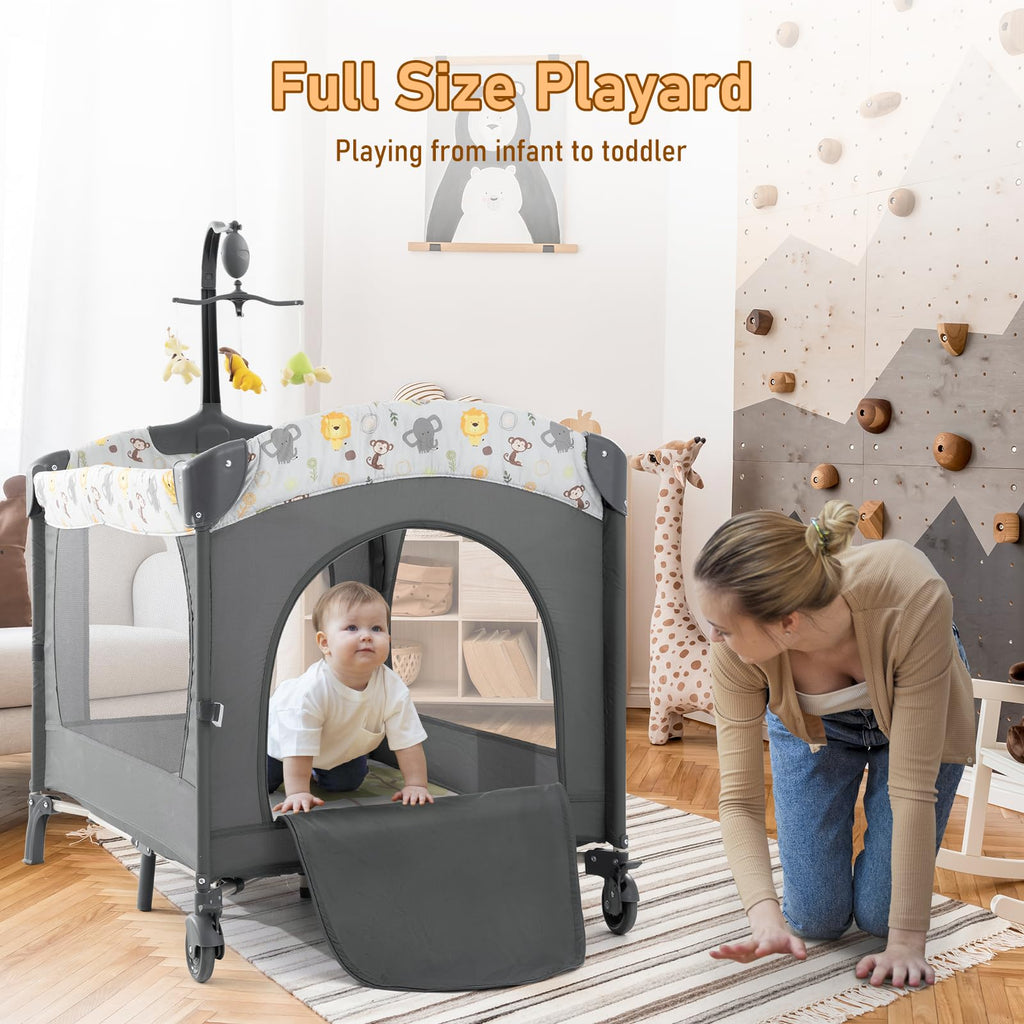 5-in-1 Convertible Baby Crib Bassinet Playpen L21174