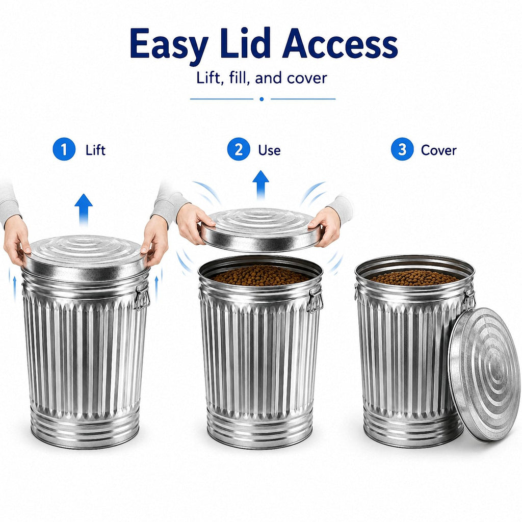 Galvanized Steel Trash Can with Locking Lid J2094