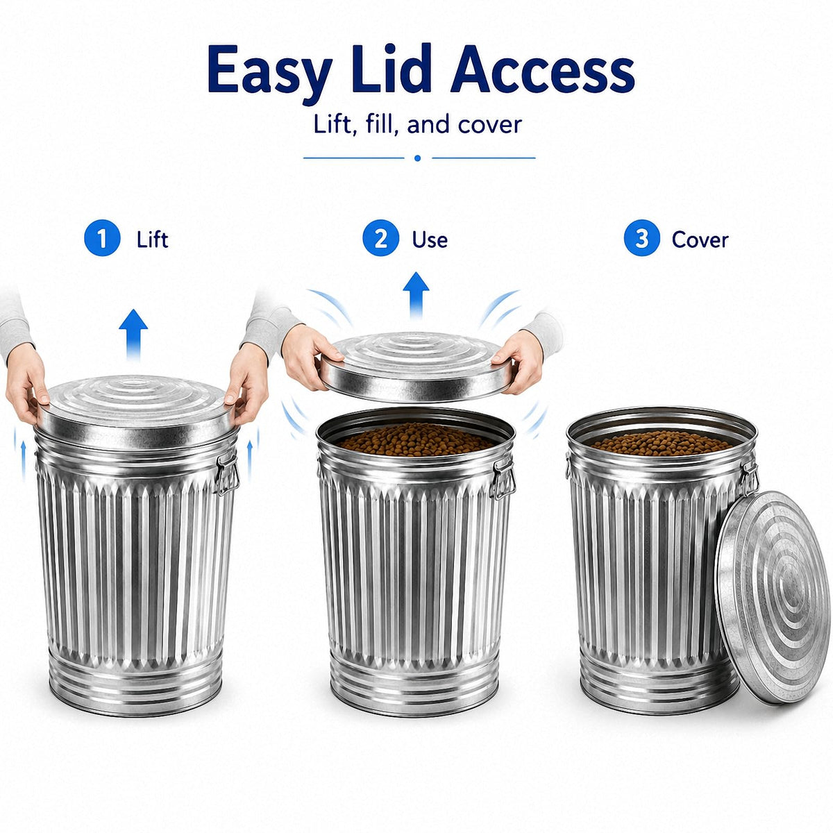 Galvanized Steel Trash Can with Locking Lid J2094