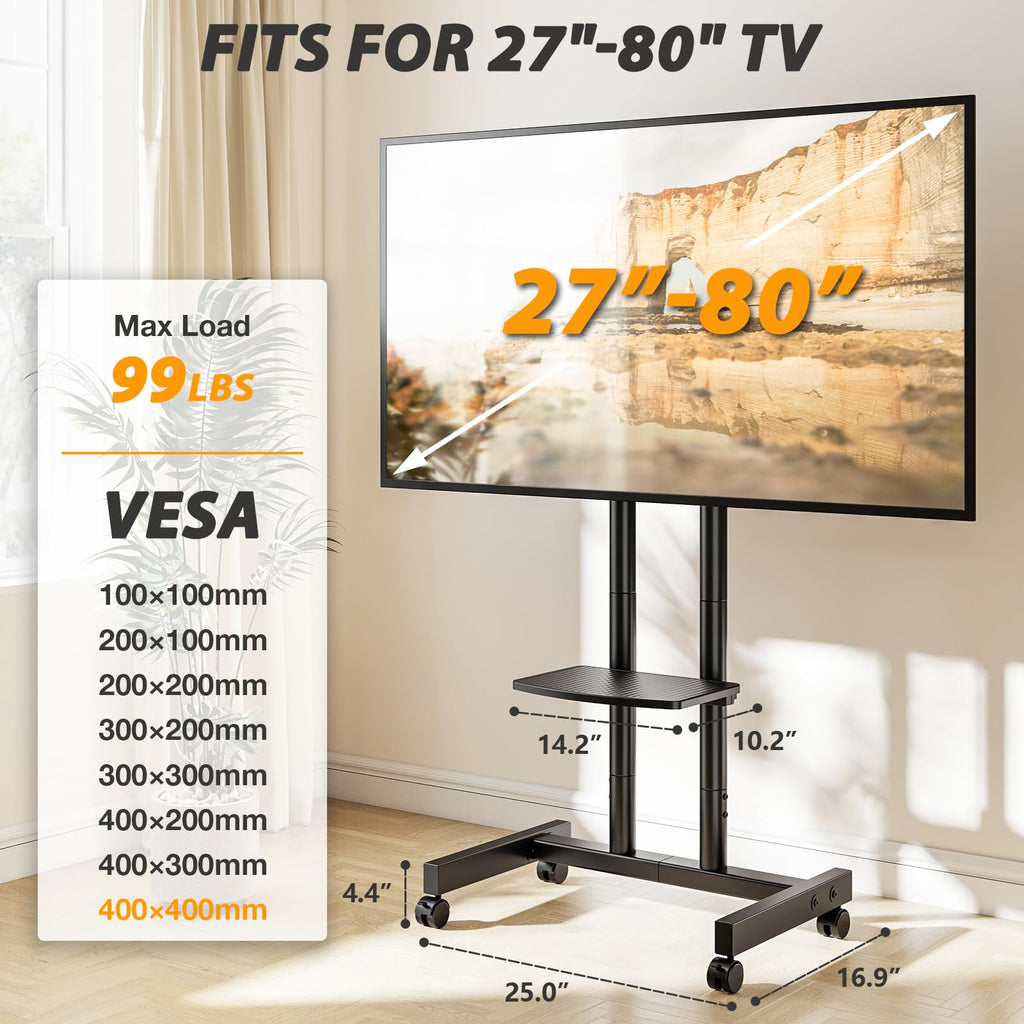 Heavy Duty Rolling TV Stand for 27-80 inch TVs D877