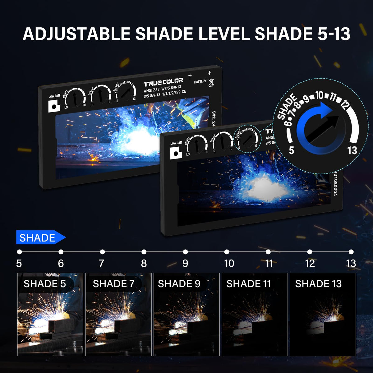 Adjustable Auto Darkening Welding Lens 2x4 1/4 U7969