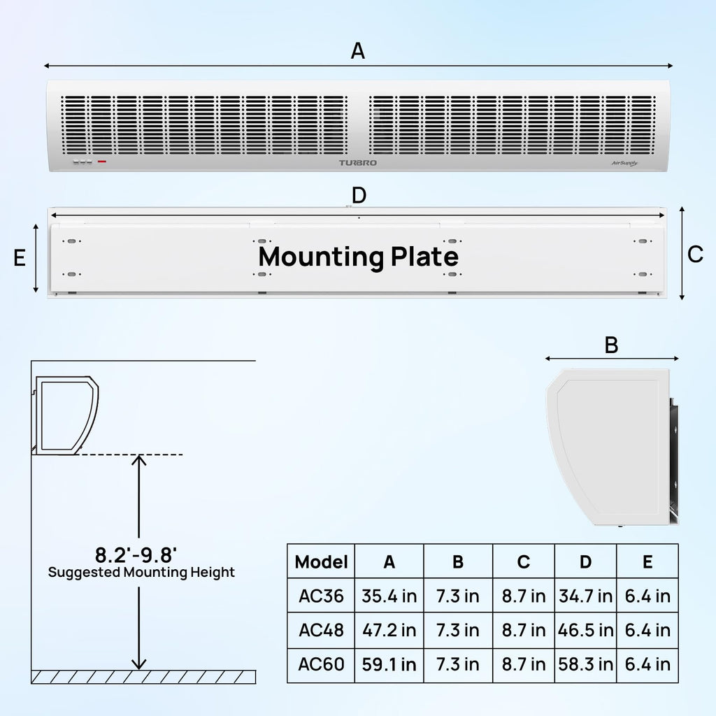 36-Inch Wall-Mounted Air Curtain Fan with Magnetic Switch E416957