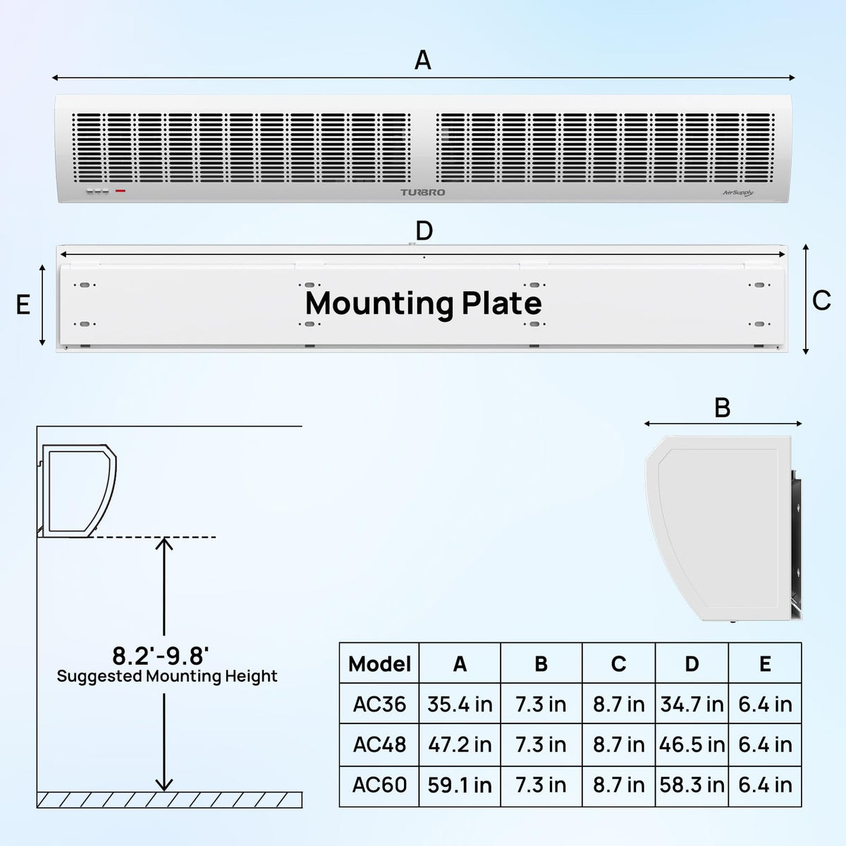 36-Inch Wall-Mounted Air Curtain Fan with Magnetic Switch E416957