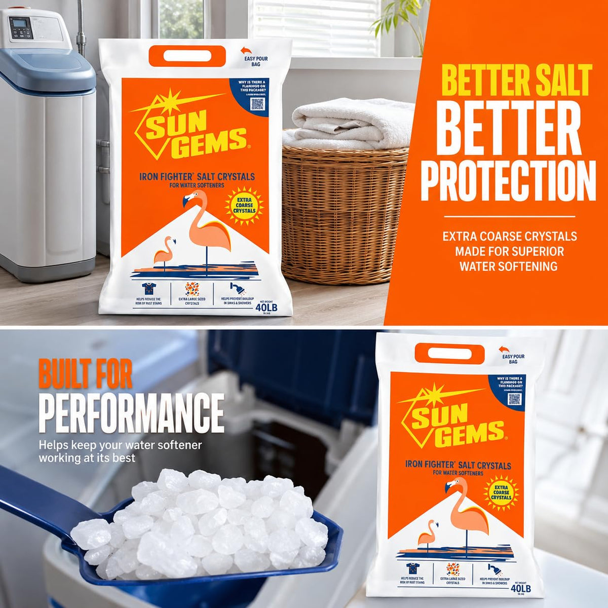 Water Softener Salt Crystals 40 lb Extra Coarse P4483
