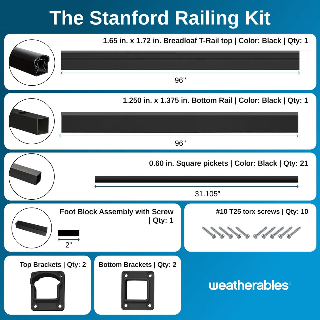 36 in. H x 8 ft. W Aluminum Deck Railing Kit with Black Powder-Coated Finish I2540