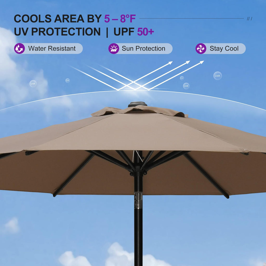 7.5' Aluminum Patio Market Umbrella with Base H6736