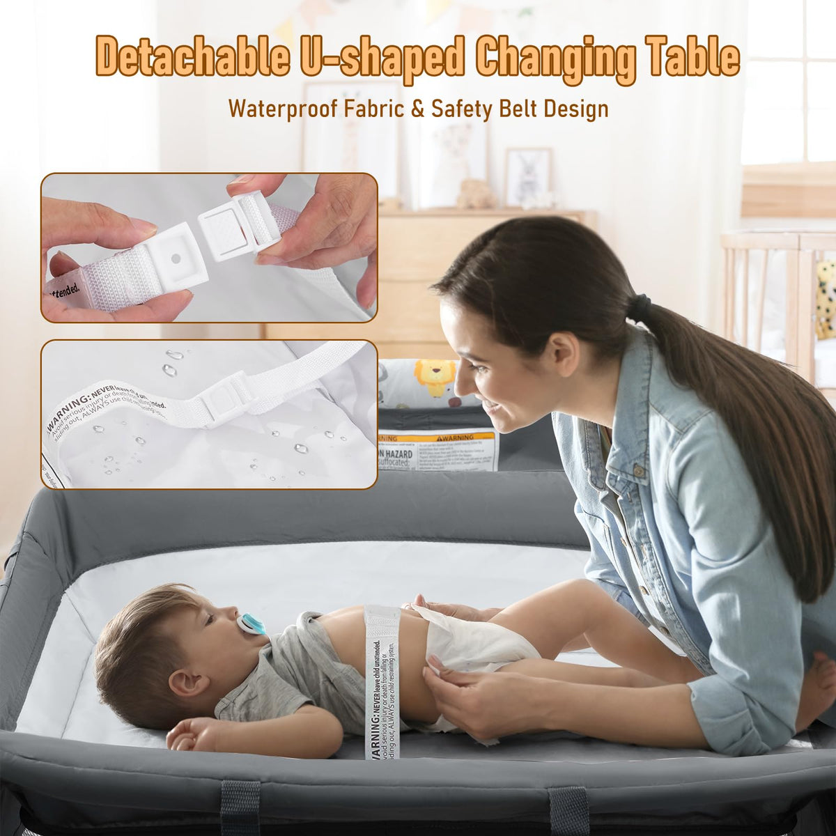 5-in-1 Convertible Baby Crib Bassinet Playpen L21174