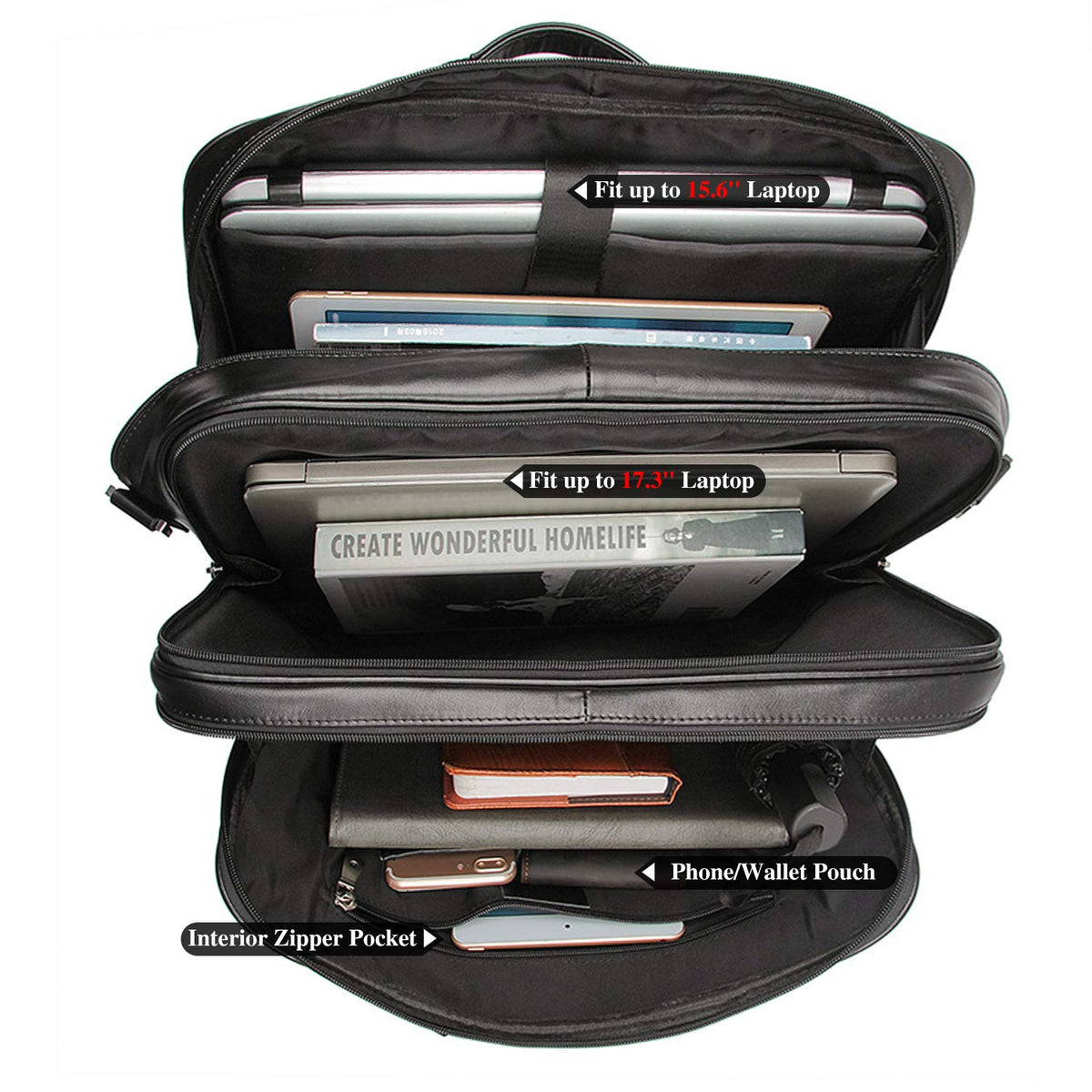 Cowhide Leather 17.3 Inch Messenger Bag Laptop Briefcase L182192