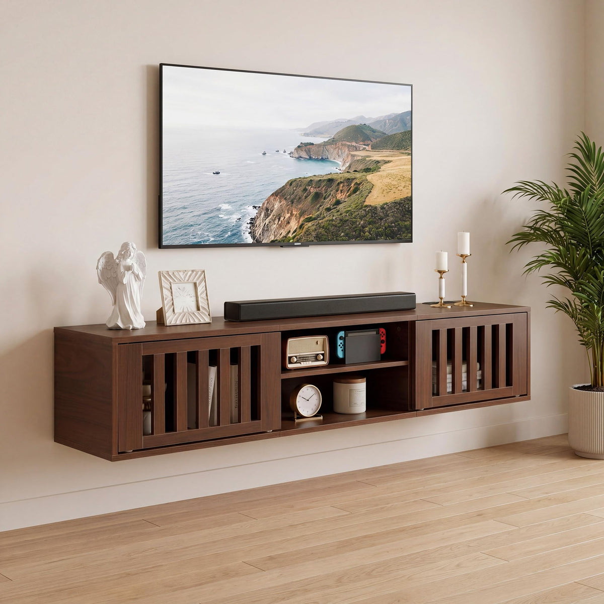 59" Floating TV Stand with Power Outlet C28580