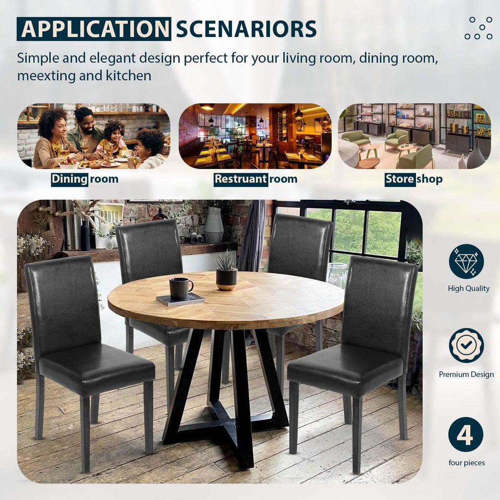 Black PU Leather Set of 4 Dining Chairs Q985