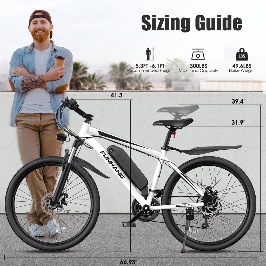 1000W 50Miles 26" Electric Mountain Bike with 48V Removable Battery H95134