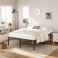 Queen Size Platform Bed Frame Steel Slat Support Black Z7781